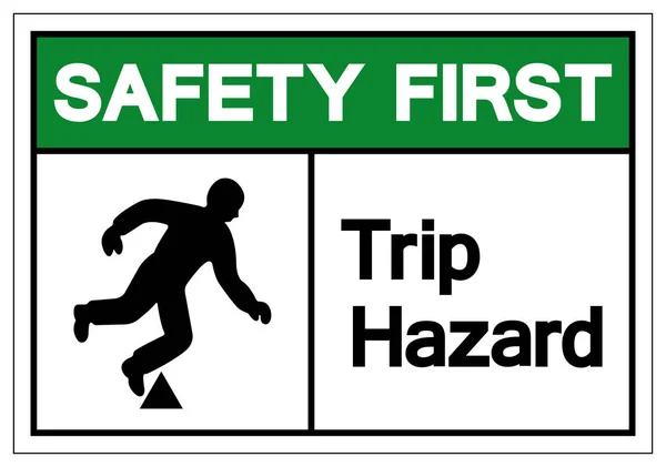 Safety First Trip Hazard Symbol Sign, Vector Illustration, Isolate On White Background Label. EPS10 — Stock Vector