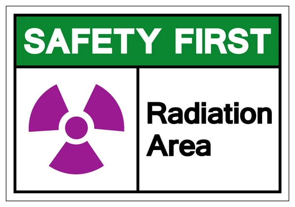 Safety First Radiation Area Symbol Sign, Illustrazione vettoriale, Isolare su etichetta di sfondo bianco. EPS10 — Vettoriale Stock