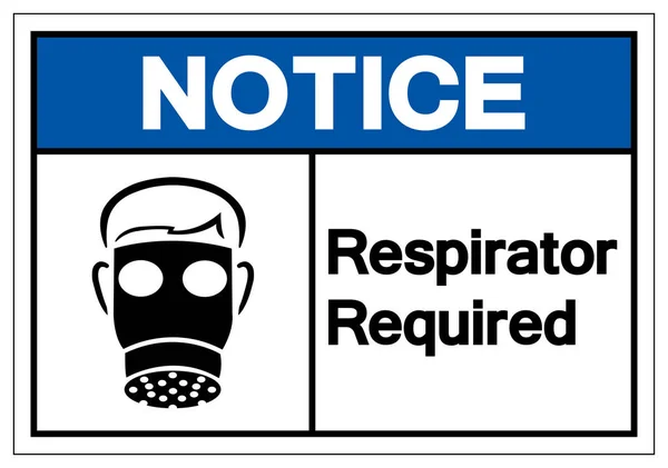 Observe el signo de símbolo requerido respirador, ilustración vectorial, aislamiento en la etiqueta de fondo blanco. EPS10 — Archivo Imágenes Vectoriales