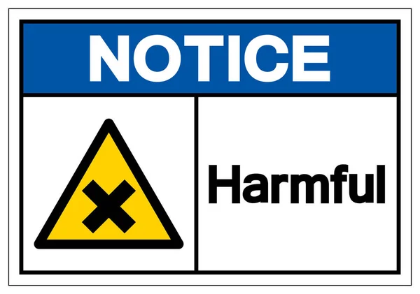 Zawiadomienie szkodliwy symbol znak, wektor ilustracja, wyizolować na białym tle etykieta. Eps10 — Wektor stockowy