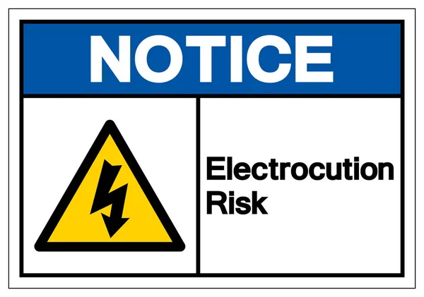 Note el signo de símbolo de riesgo de electrocución, ilustración de vectores, aislado en la etiqueta de fondo blanco .EPS10 — Archivo Imágenes Vectoriales