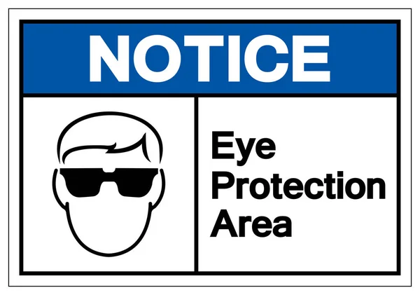 Зверніть увагу Зона захисту очей Символьний знак, Векторна ілюстрація, Ізоляція на білому тлі етикетки. ЕПС10 — стоковий вектор