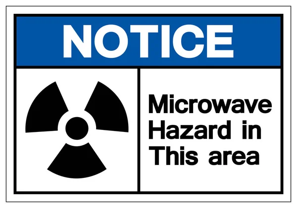 Observe el peligro de microondas en este signo de símbolo de área, ilustración de vectores, aislamiento en la etiqueta de fondo blanco. EPS10 — Vector de stock