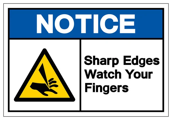 Notice Sharp Edges Watch Your Fingers Symbol Sign, Vector Illustration, Isolate On White Background Label. EPS10 — Stock Vector