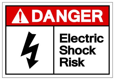 Tehlike Elektrik Şoku Risk Sembolü İşareti, Vektör Çizimi, Beyaz Arka Plan Etiketinde İzole. Eps10 