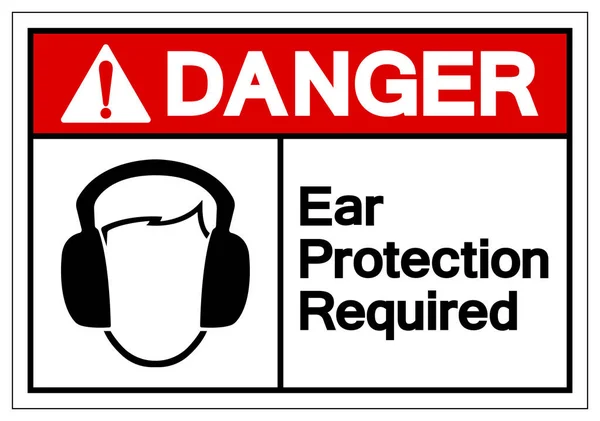 危険な耳の保護必要なシンボル記号、ベクトルイラスト、白い背景ラベルに隔離します。エプス10 — ストックベクタ