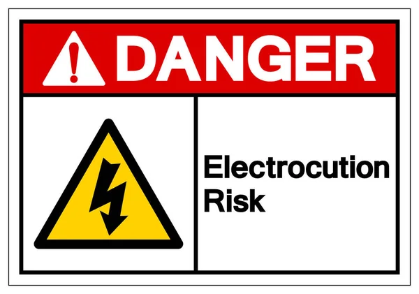 Simbolo di rischio di elettrocuzione di pericolo Segno, Illustrazione vettoriale, isolato su etichetta di sfondo bianco .EPS10 — Vettoriale Stock
