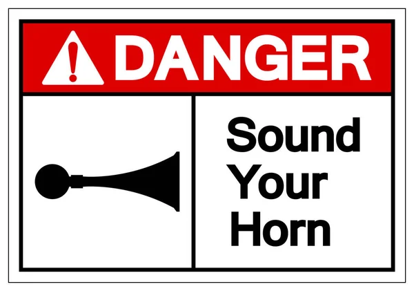 Danger Sound din horn symbol tecken, vektor illustration, isolerad på vit bakgrund etikett. Eps10 — Stock vektor