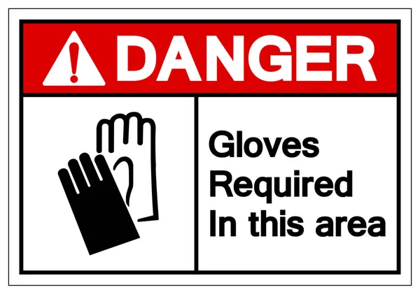 Gants de danger requis dans cette zone Symbole Signe, Illustration vectorielle, Isoler sur l'étiquette de fond blanc. PSE10 — Image vectorielle