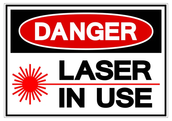 使用シンボル記号、ベクトルイラスト、白い背景ラベルに隔離する危険レーザー。エプス10 — ストックベクタ