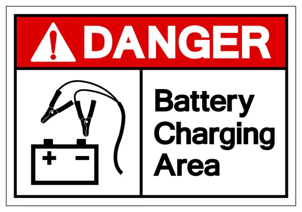 Carica batteria pericolosa Area Simbolo segno, Illustrazione vettoriale, Isolare su etichetta di sfondo bianco .EPS10 — Vettoriale Stock
