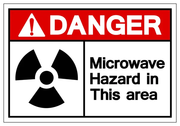 Tehlike mikrodalga tehlike bu alanda sembol işareti, vektör illüstrasyon, beyaz arka plan etiketi üzerinde izole. Eps10 — Stok Vektör