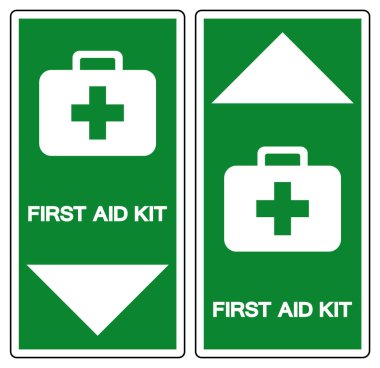 İlk Yardım Kiti Sembol İşareti, Vektör Çizimi, Beyaz Arka Plan Etiketini Yalıtın. Eps10 