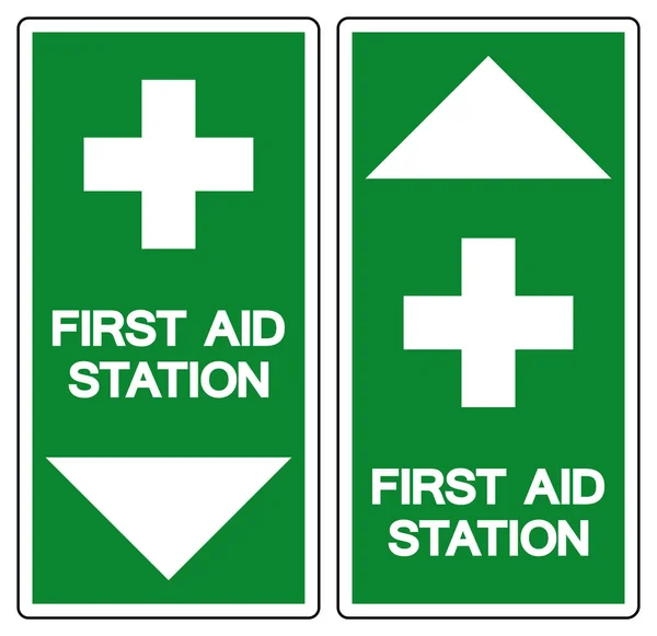 Signo de símbolo de la estación de primeros auxilios, ilustración vectorial, aislado en la etiqueta de fondo blanco .EPS10 — Vector de stock