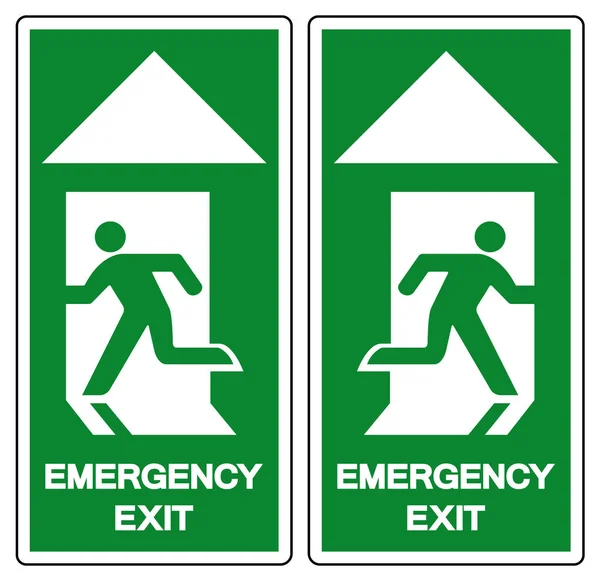 Signo de símbolo de salida de emergencia, ilustración vectorial, aislamiento en la etiqueta de fondo blanco. EPS10 — Archivo Imágenes Vectoriales
