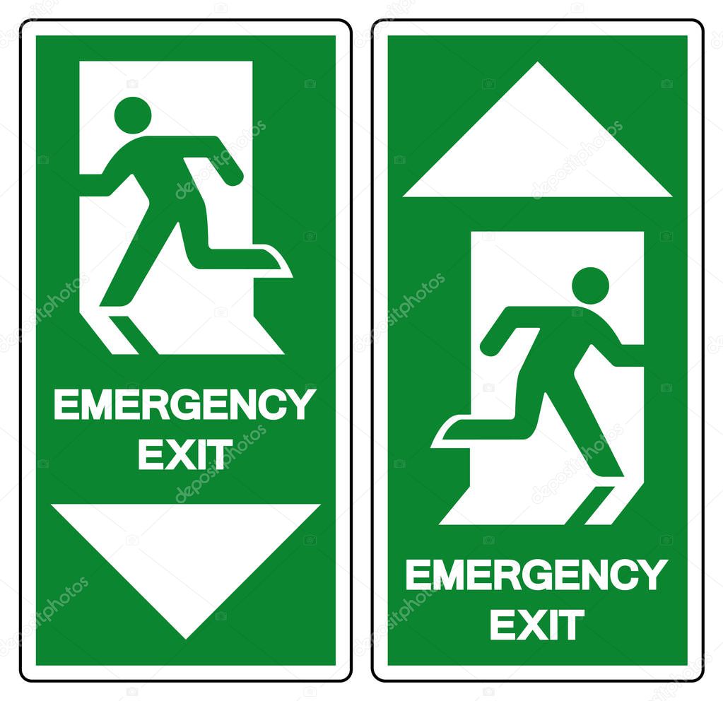 Emergency Exit Symbol Sign, Vector Illustration, Isolate On White Background Label. EPS10 