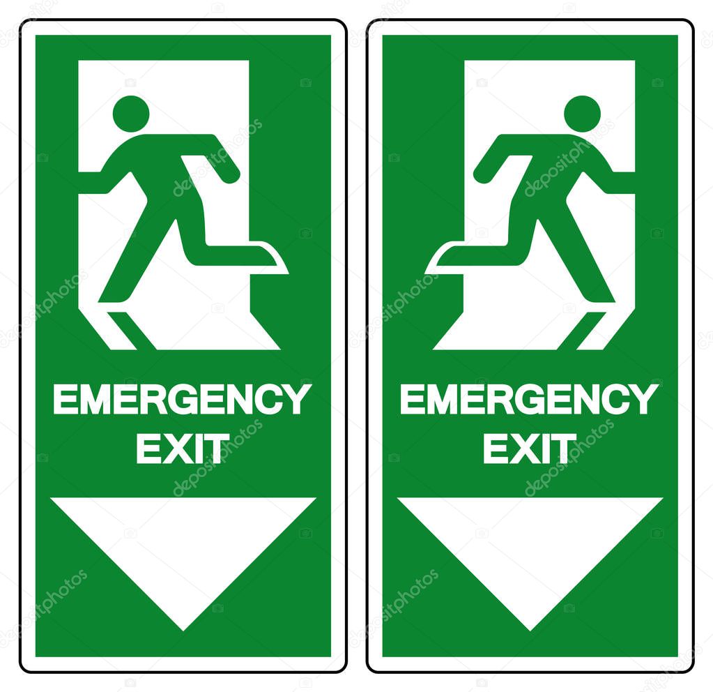 Emergency Exit Symbol Sign, Vector Illustration, Isolate On White Background Label. EPS10 