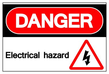 Tehlike ElektrikSel Tehlike Sembol İşareti,Vektör Çizimi, Beyaz Arka Plan Etiketinde İzole. Eps10 