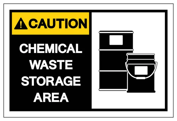 Dikkat Kimyasal Atık Depolama Alanı Sembol İşareti ,Vektör Çizim, Beyaz Arka Plan Etiketi üzerinde yalıtma. Eps10 — Stok Vektör