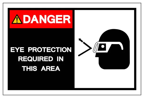 Gefahrenaugenschutz erforderlich in diesem Bereich Symbol Zeichen, Vektorabbildung, isoliert auf weißem Hintergrund Etikett. eps10 — Stockvektor