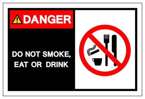 危険煙を吸わない、シンボルサインを食べたり飲んだりしないでください,ベクトルイラスト,白い背景ラベルに隔離されました.EPS10 — ストックベクタ