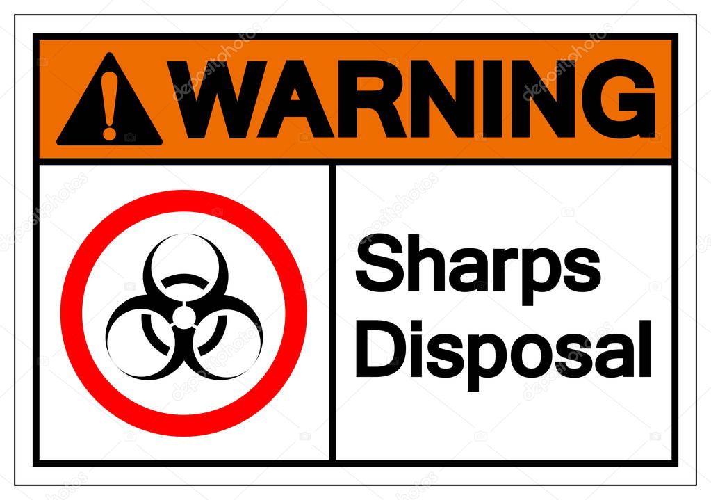 Warning Sharps Disposal Symbol Sign, Vector Illustration, Isolated On White Background Label .EPS10 