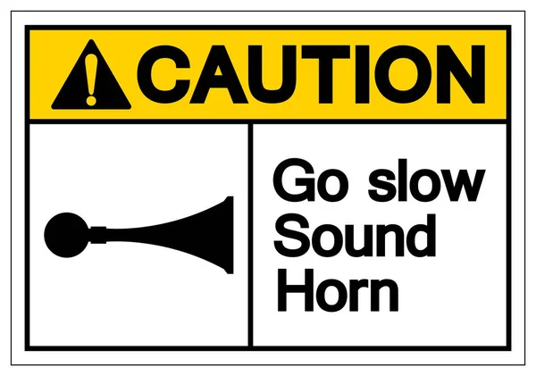 Precaución Go Símbolo de cuerno de sonido lento signo, ilustración vectorial, aislado en la etiqueta de fondo blanco .EPS10 — Archivo Imágenes Vectoriales