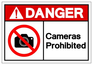 Tehlike Kameraları Sembol İşareti Yasaklandı, Vektör İllüstrasyonu, Beyaz Arkaplan Etiketinde İzole Edildi. Bölüm 10 