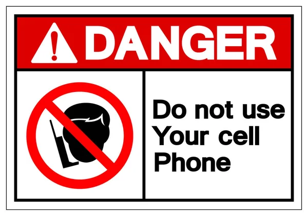 Danger N'utilisez pas votre téléphone portable Symbole Signe, Illustration vectorielle, Isolé sur l'étiquette de fond blanc .EPS10 — Image vectorielle