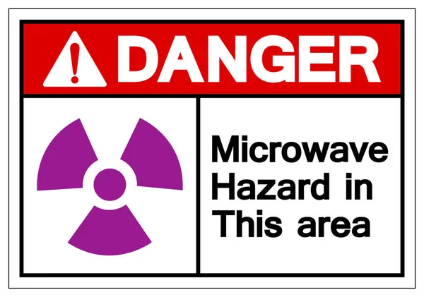 Gefahr Mikrowellengefahr in diesem Bereich Symbol Zeichen, Vektorabbildung, isolieren auf weißem Hintergrund Etikett .eps10 — Stockvektor