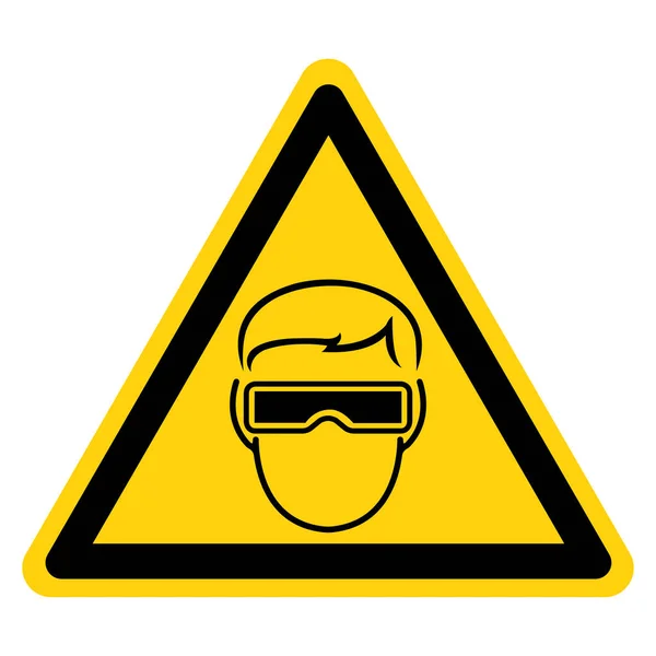 Varování Nosit symbol Goggle, Vektorové ilustrace, Izolovat na bílém pozadí štítek. Eps10 — Stockový vektor