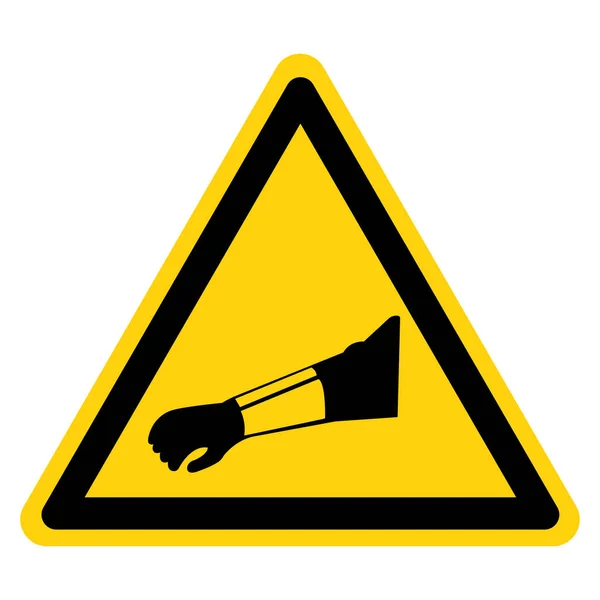 Varování Nosit symbol ochrany paží, Vektorové ilustrace, Izolovat na bílém pozadí štítek. Eps10 — Stockový vektor