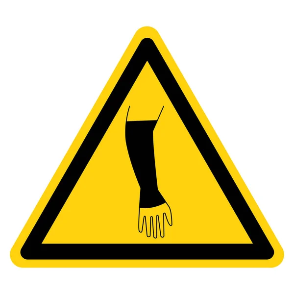 Avvertimento indossare affrontare mano simbolo segno, vettoriale illustrazione, isolato su etichetta sfondo bianco. EPS10 — Vettoriale Stock