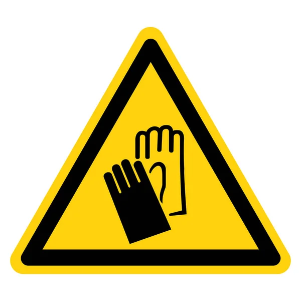 Uyarı: Eldiven Giyme Sembolü İşareti, Vektör İllüstrasyonu, Beyaz Arkaplan Etiketinde Tecrit. Bölüm 10 — Stok Vektör