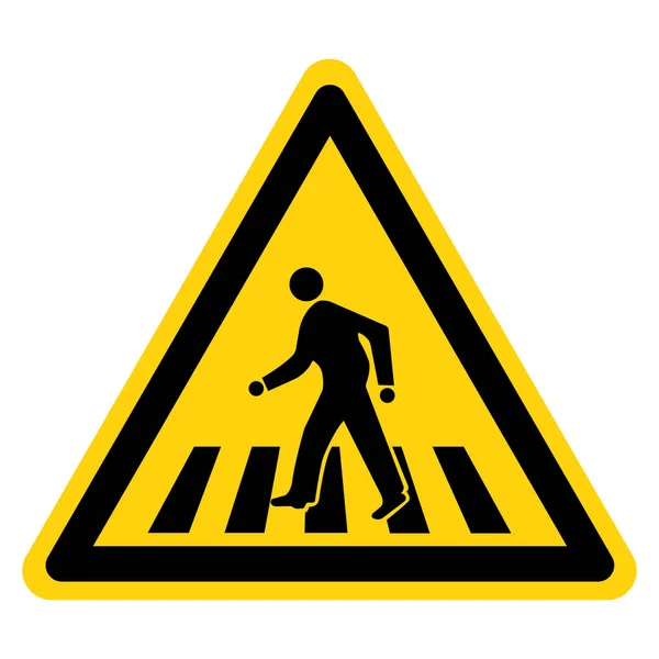 Segnale di avvertimento a piedi, illustrazione vettoriale, isolamento su etichetta di sfondo bianco. EPS10 — Vettoriale Stock