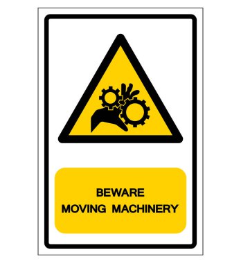 Dikkat Taşıyıcı Makineler Sembol İmza, Vektör İllüstrasyonu, Beyaz Arkaplan Etiketinde İzolasyon. Bölüm 10