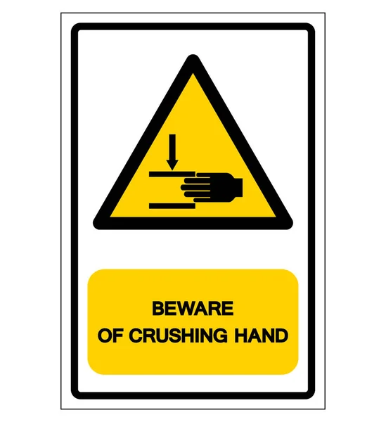 Beware OF Crushing Hand Symbol Sign, Vector Illustration, Isolate On White Background Label .EPS10 — ストックベクタ