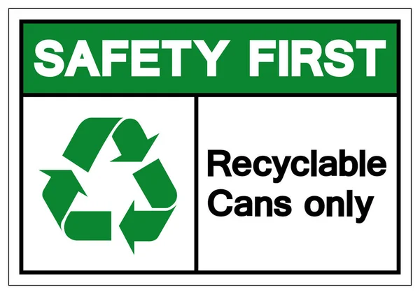 Biztonság Első újrahasznosítható dobozok Csak szimbólum jel, Vektor illusztráció, izolált fehér háttér címke. 10. rész — Stock Vector