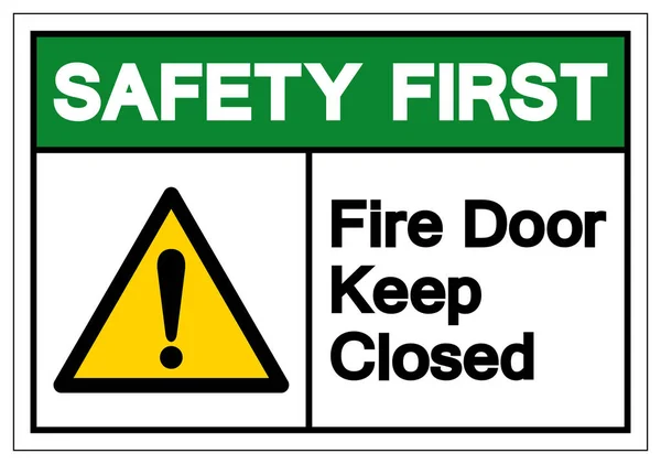 Güvenlik Öncelikli Yangın Kapısı Kapalı Sembol İşareti, Vektör İllüstrasyonu, Beyaz Arkaplan Etiketinde İzole Edilme. Bölüm 10 — Stok Vektör