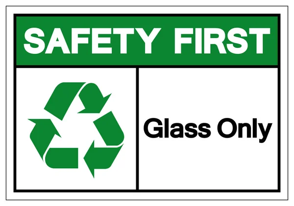 Il primo segno di vetro di sicurezza soltanto, illustrazione vettoriale, isola sull'etichetta bianca dello sfondo .EPS10 — Vettoriale Stock