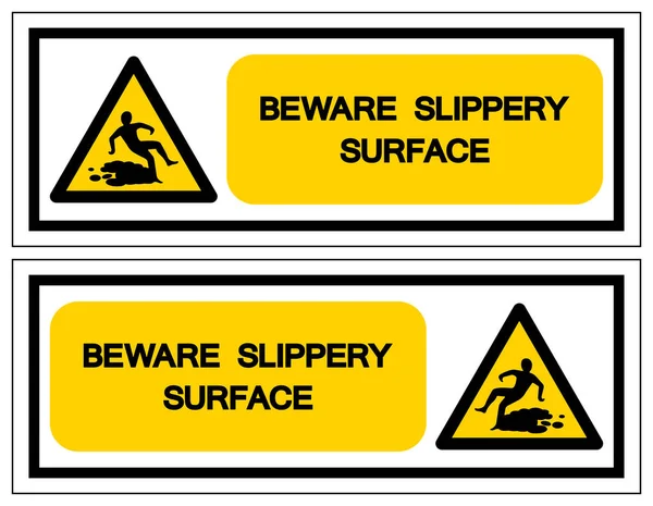Tenga cuidado Símbolo de superficie resbaladizo, Ilustración de vectores, Aísle la etiqueta de fondo blanco. EPS10 — Archivo Imágenes Vectoriales