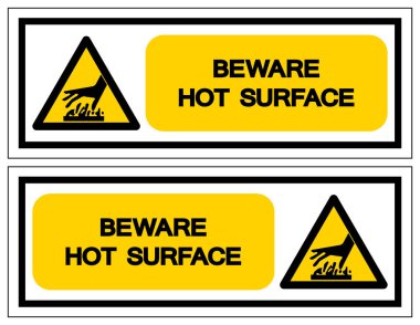 Dikkat Sıcak Yüzey Sembolü, Vektör İllüstrasyon, Beyaz Arka Plan Etiketi Üzerinde Yalıtma. Eps10 