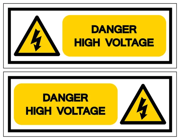 Méfiez-vous du signe de symbole de haute tension, illustration vectorielle, isolé sur l'étiquette blanche de fond .EPS10 — Image vectorielle