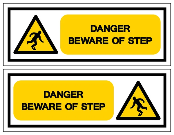 Perigo Cuidado com o sinal de símbolo de passo, Ilustração vetorial, Isolar na etiqueta de fundo branco. EPS10 — Vetor de Stock