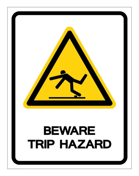 Waspadalah Trip Hazard Symbol, Vector Illustration, Isolasi Label Latar Belakang Putih. EPS10 - Stok Vektor