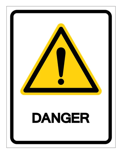 Segnale giallo pericolo, illustrazione vettoriale, isolato su etichetta di sfondo bianco. EPS10 — Vettoriale Stock