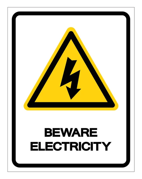 Pas op elektriciteit symbool teken, vector illustratie, geïsoleerd op witte achtergrond label. Eps10 — Stockvector
