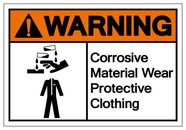 Warning Corrosive Material Wear Protective Clothing Symbol Vector Illustration Isolate — Stock Vector