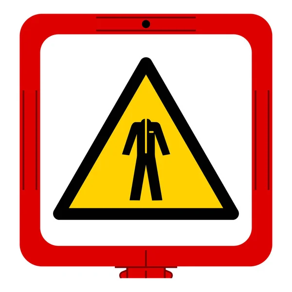 Warnung Tragen Schutzkleidung Symbol Zeichen Vektorabbildung Isoliert Auf Weißem Hintergrund — Stockvektor