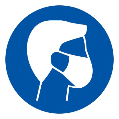 Yüz Maskesi Sembol İşareti, Vektör İllüzyonu, Beyaz Arkaplan Etiketinde İzole Et. EPS10